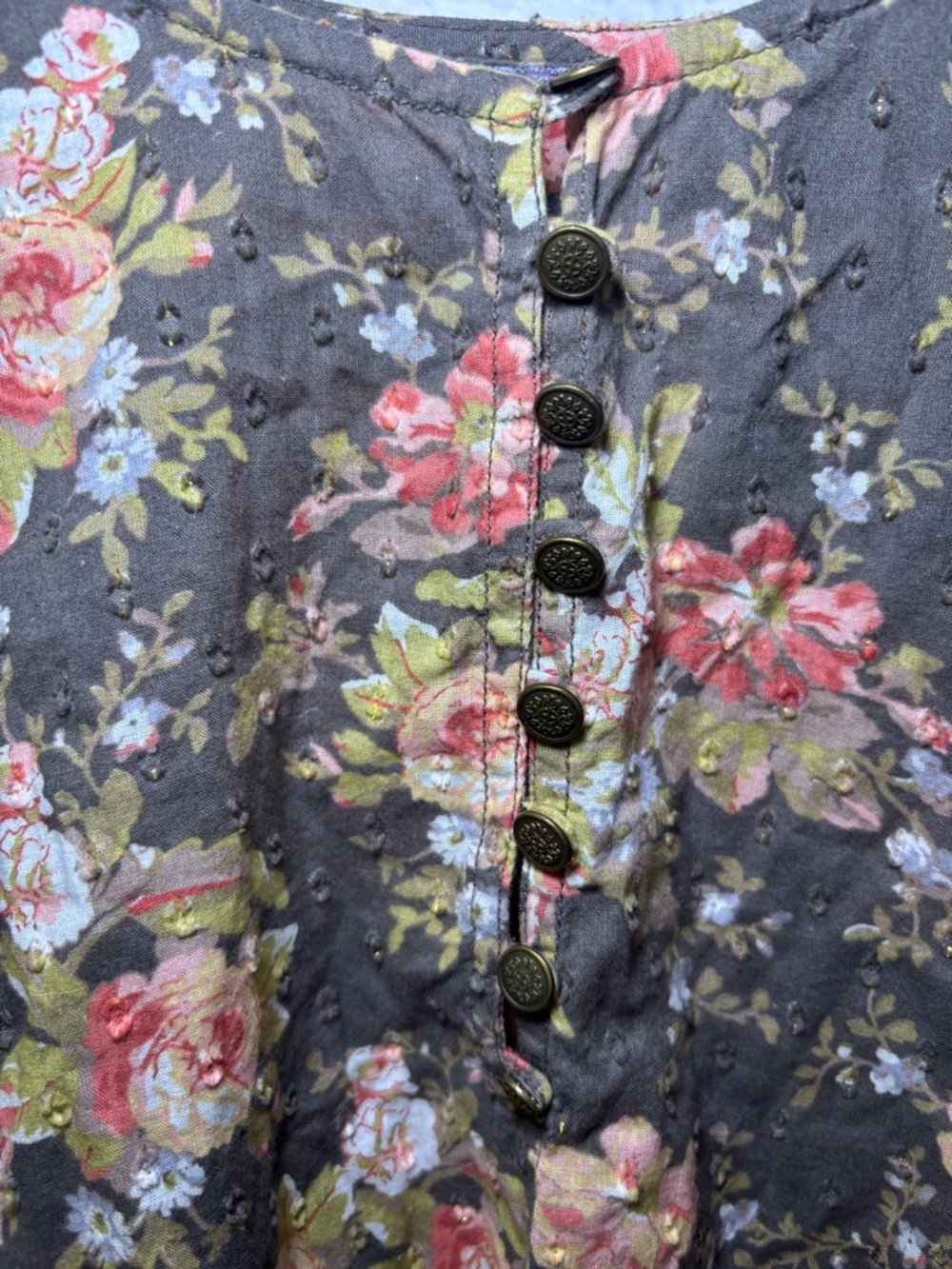 Anthropologie Michaela Floral Swiss Dot Long Sleeve Peasant Top Womens Small - Picture 5 of 15